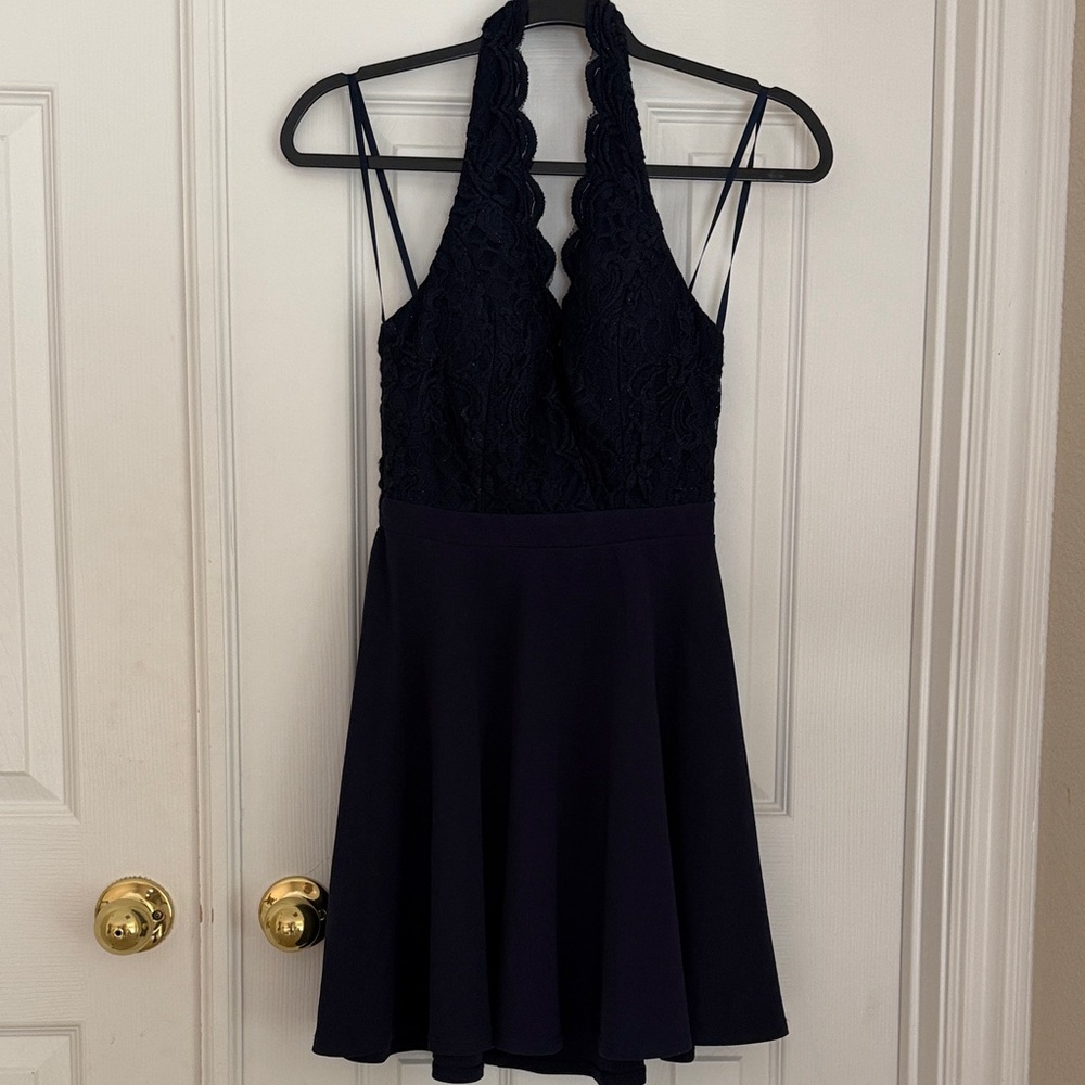 City Studio Navy Blue Backless Dress